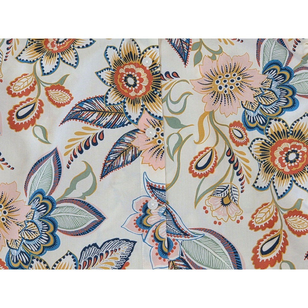 Chico's Floral Paisley Button Down Shirt Blouse Size 0 Eclectic Earth Tones Fall - Picture 8 of 9